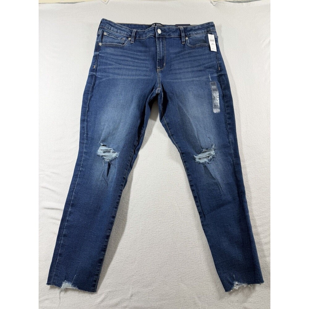 GAP Universal Legging Blue Denim Stretch Mid Rise Super Skinny Jeans 18/34 595